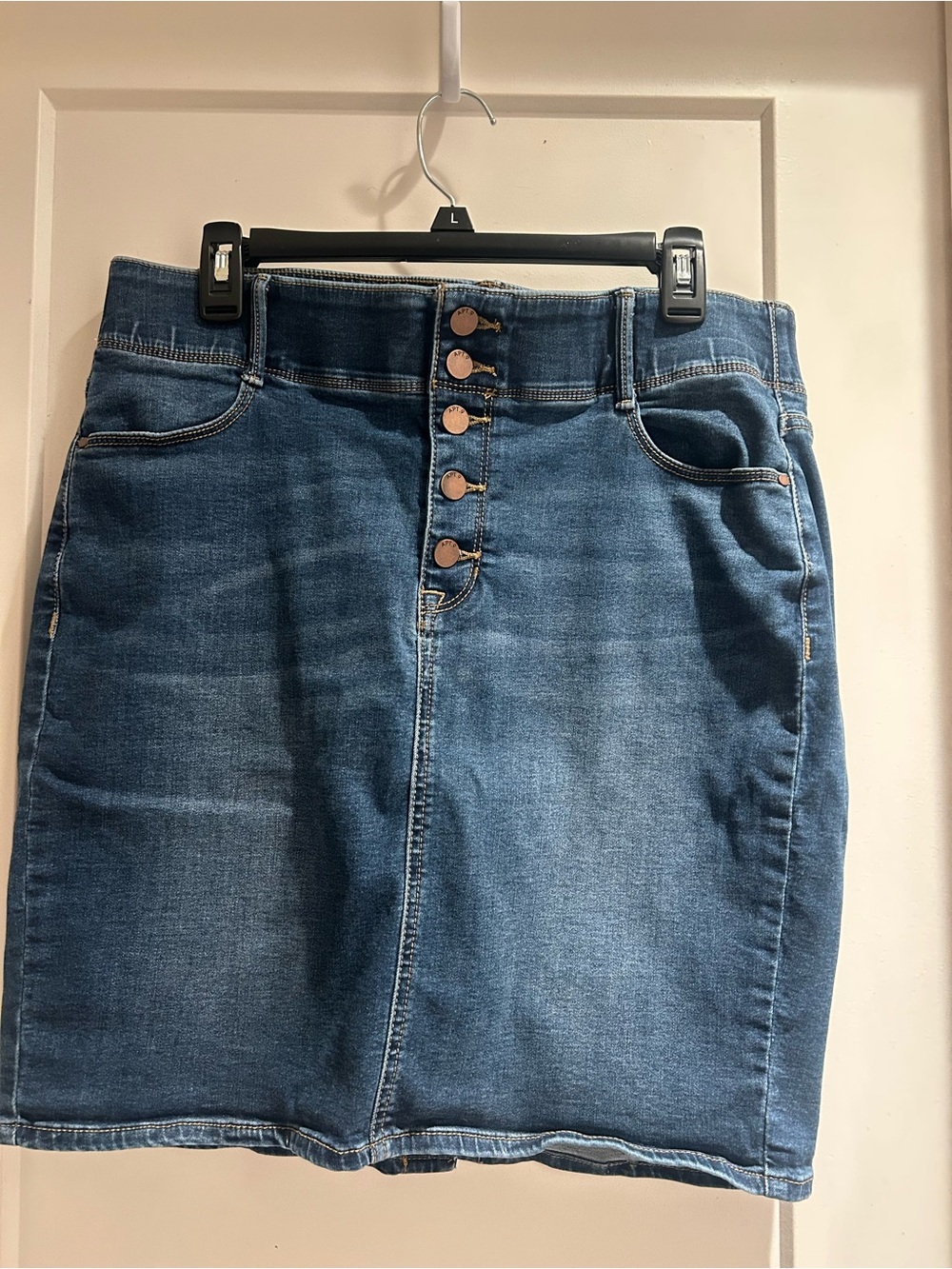 Apt. 9 Dark Blue High-Waist Button-Front Denim Mini Skirt